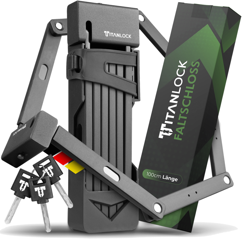 TITANLOCK Faltschloss mit Schlüssel und Verpackung