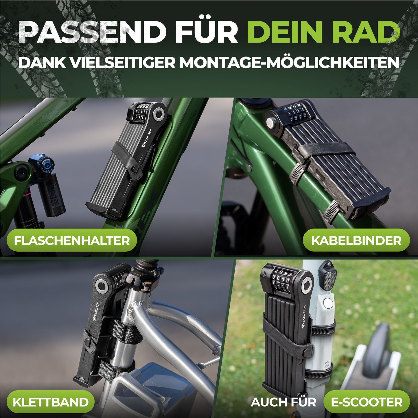 TITANLOCK Faltschloss mit Zahlencode - 120cm
