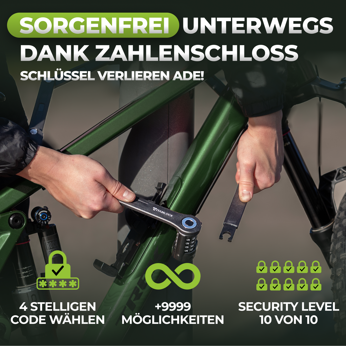 TITANLOCK Faltschloss mit Zahlencode - 120cm