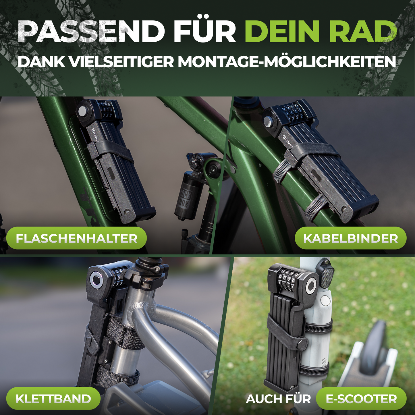 TITANLOCK Faltschloss mit Zahlencode - 90cm
