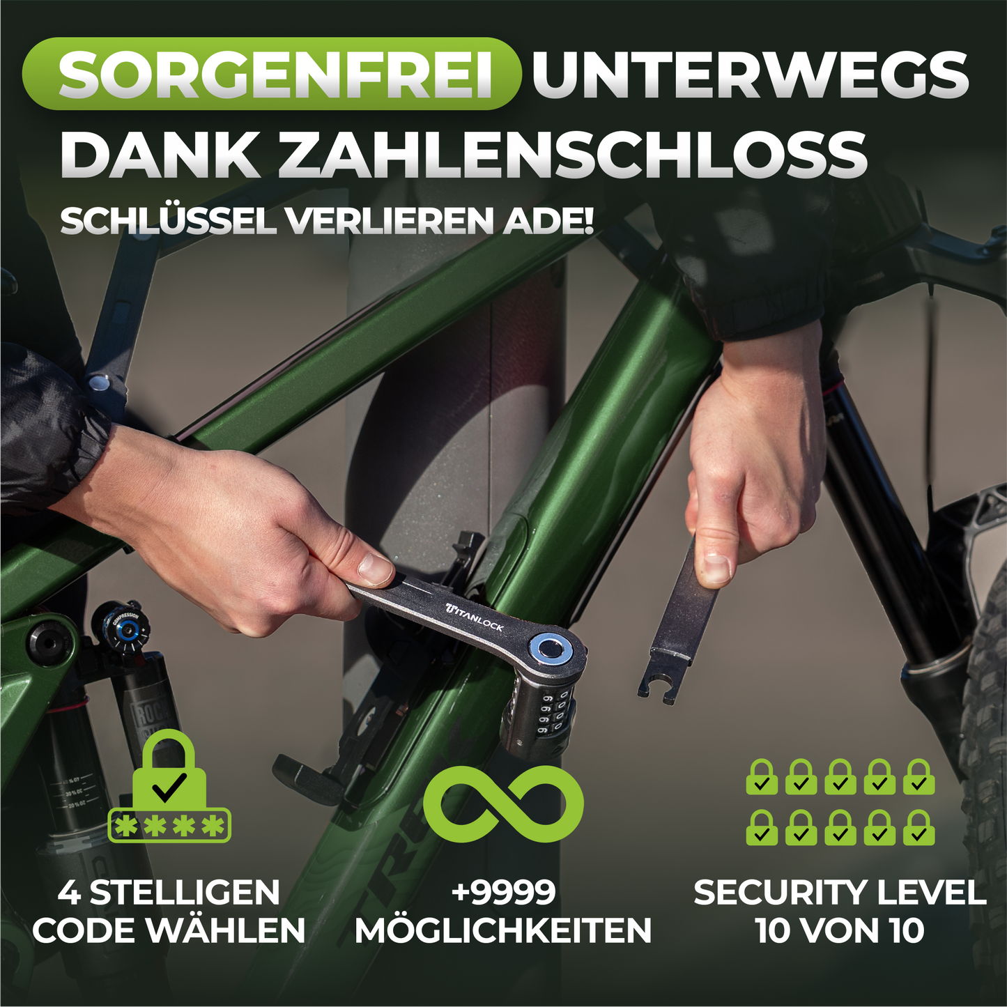 TITANLOCK Faltschloss mit Zahlencode - 90cm